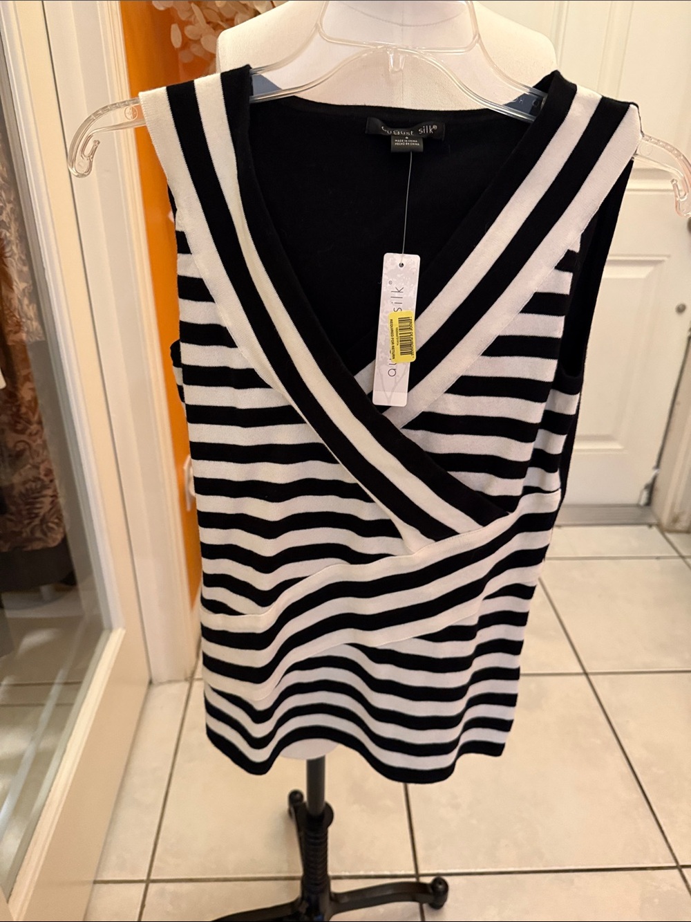 Black & White Striped Sleeveless Top